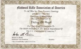 National Rifle Association Certificate